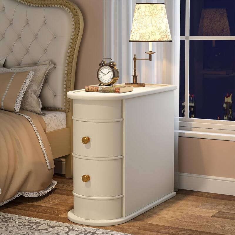 Solid Wood End Table with Storage No Assembly Required