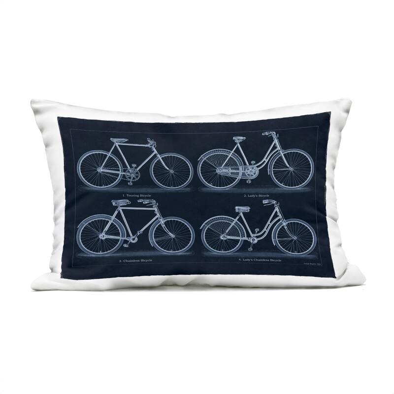 Stupell Traditional Bicycle Styles Diagram Printed Outdoor Throw Pillow Design by Phillipa Katz - Accent - Polyester - Blue - Single