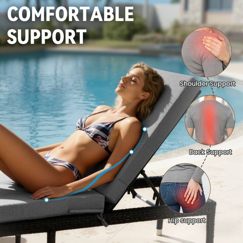 Gymojoy 72x22x3.5 Inch Outdoor Chaise Lounge Cushion, Waterproof Patio & Pool Chair Cushion with Removable Cover