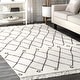 preview thumbnail 1 of 27, Nuloom Ivory Contemporary Cabin Diamond Moroccan Tassel Area Rug