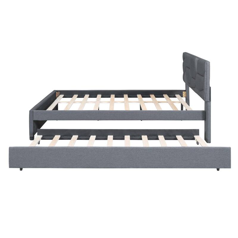 Brick Pattern Platform Bed with Trundle