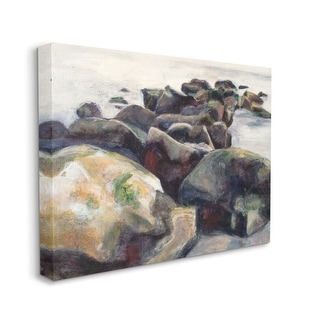 Stupell Softened Beach Rocks Nautical Coast Line Canvas Wall Art - Bed ...