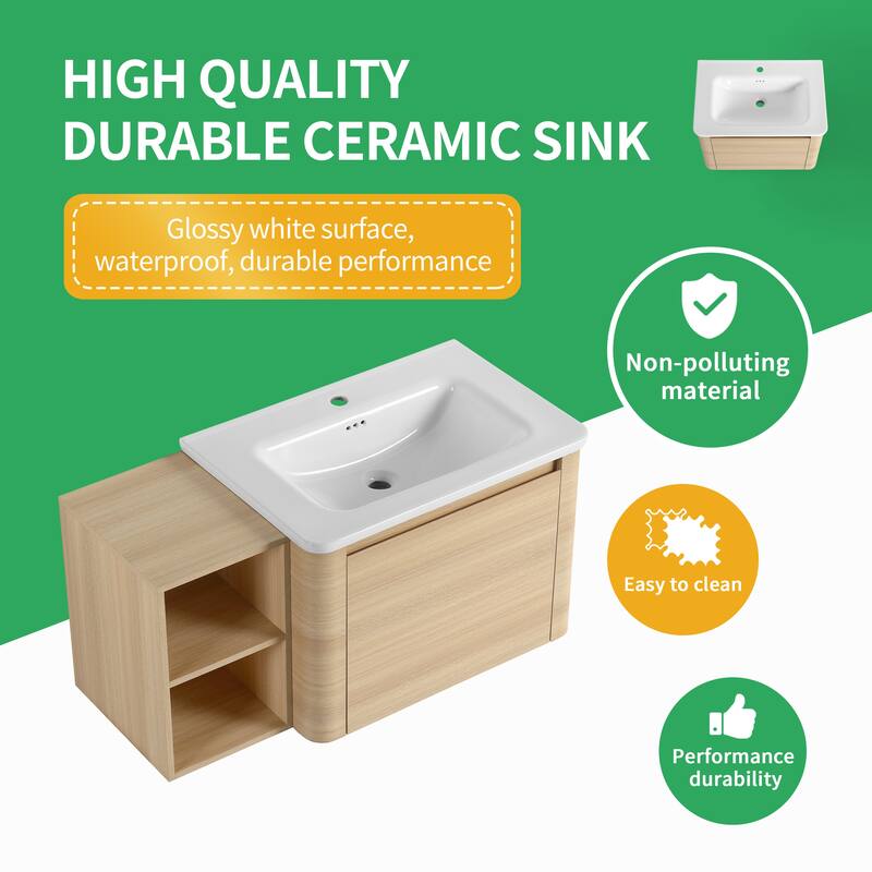 BNK 24''/28''/36''/40''/60''/68'' Bathroom Vanity With Sink, Floating Bathroom Vanity with Soft Close Doors and Shelf