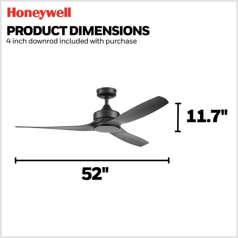52" Honeywell Lynton Indoor/Outdoor Ceiling Fan with Color Changing LED Light, Remote Control, High Performance Blades