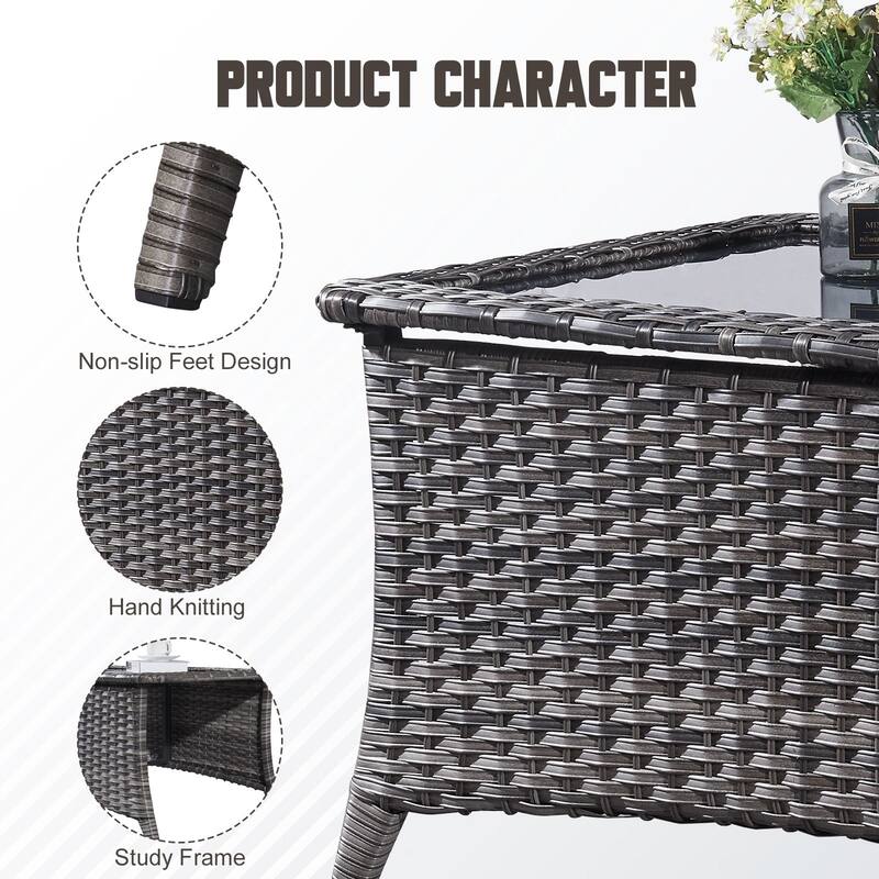 Elegant Wicker Outdoor Coffee Table with Storage