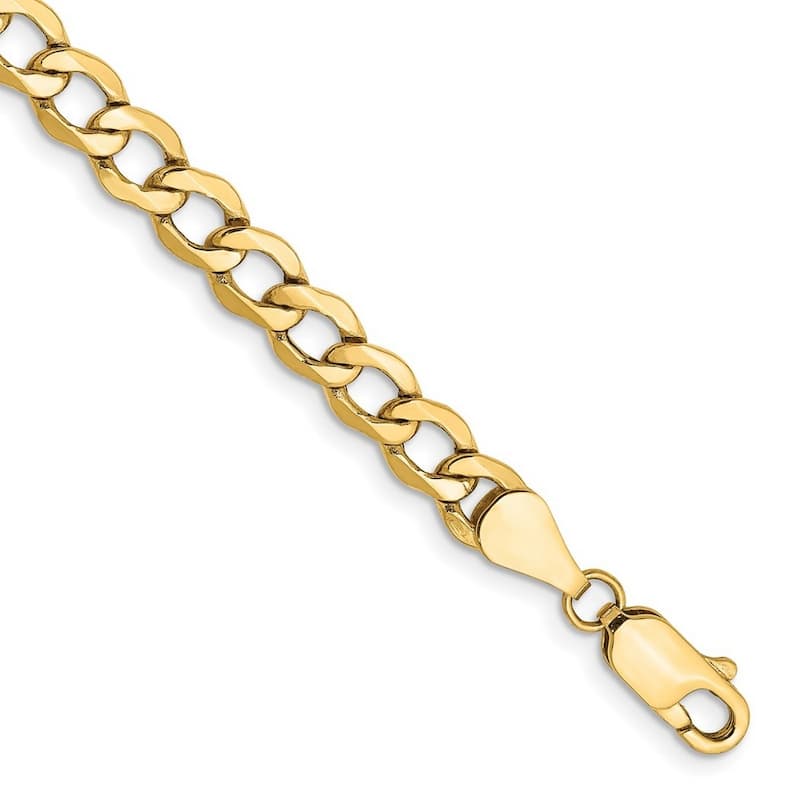 Curata 14k Yellow Gold 5.25mm Semi Solid Curb Chain Bracelet Options: 7" 8"