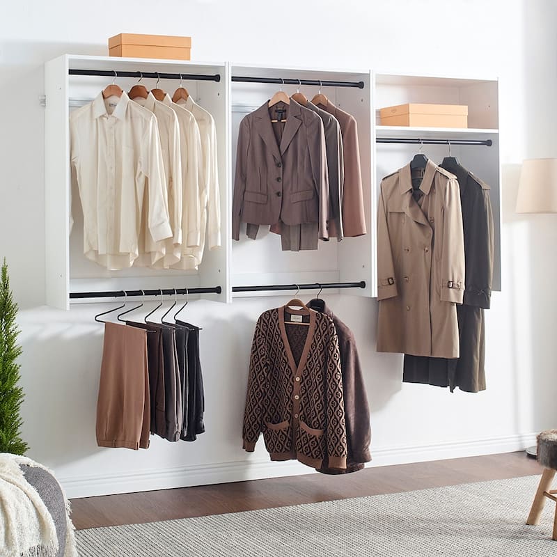 Devi Wall Mounted Wood Closet System - 13.78"D x 31.5"W x 45.28"H - White