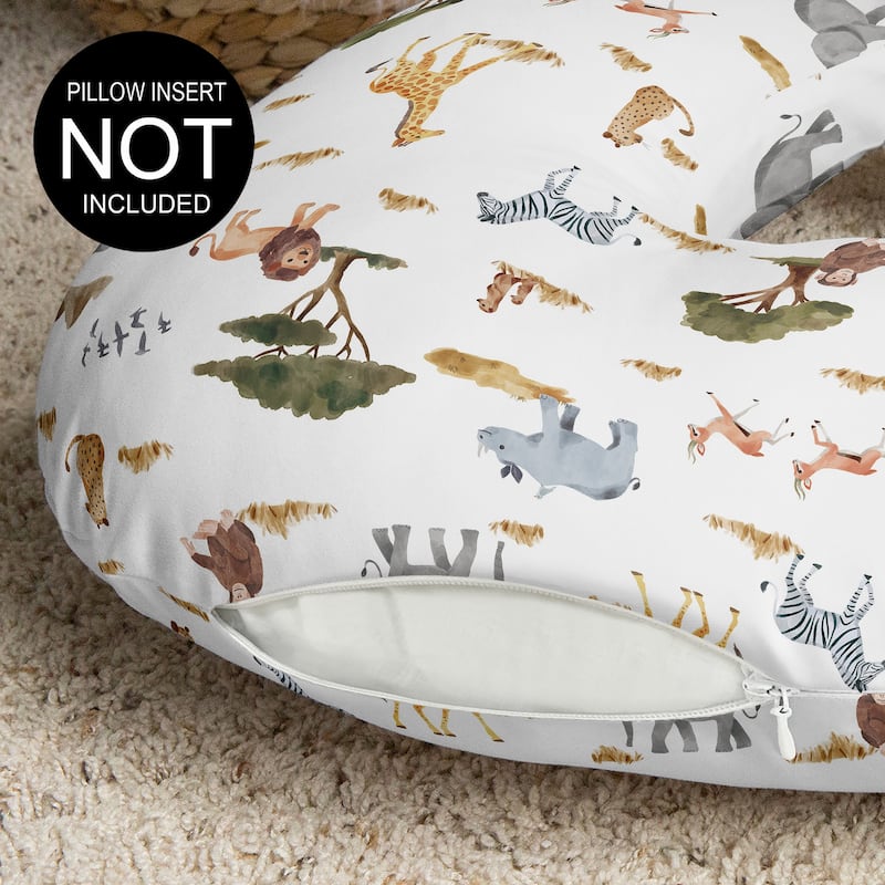 Sweet Jojo Designs Jungle Animals Boy Girl Gender Neutral Nursing Breastfeeding Pillow Cover (Pillow Not Included) Green Boho