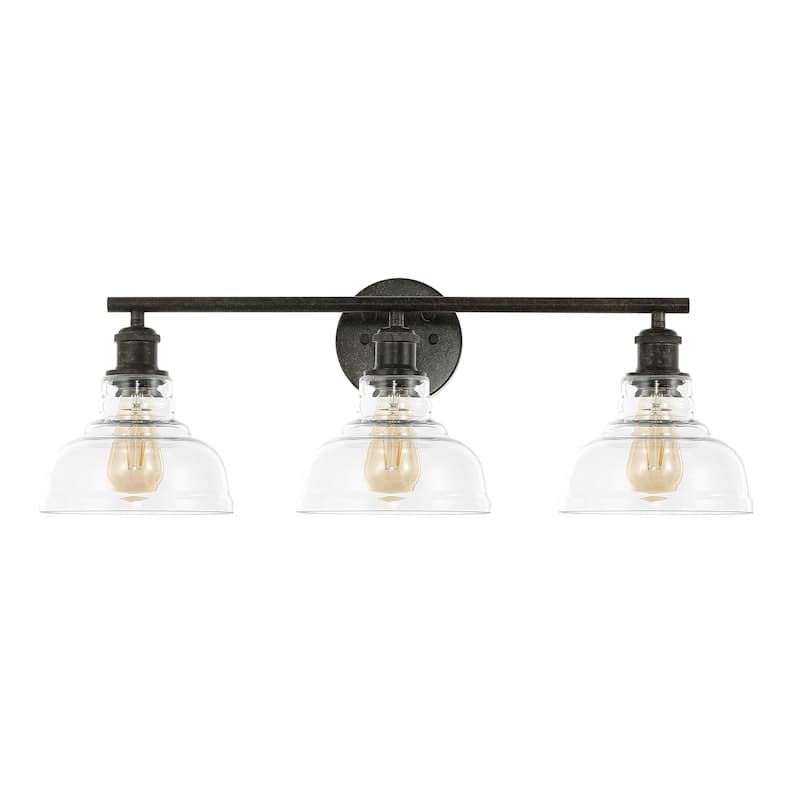 SAFAVIEH Baiba 3-Light Bathroom Vanity Wall Sconce (LED Bulbs Included) - 27.3 In. W x 8.8 In. D x 9.8 In. H - 27Wx9Dx10H