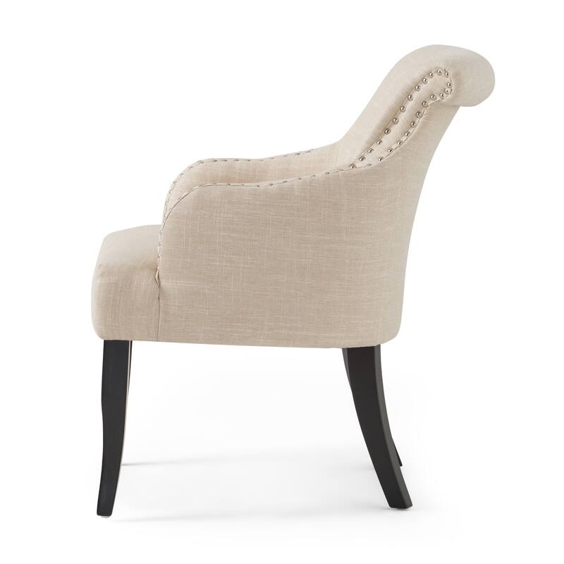 Light Beige 26" Arm Chair with Nailheads