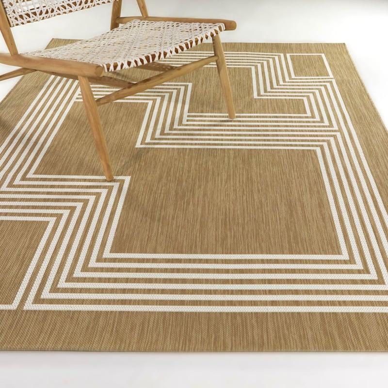 Swenson Modern Geometric Indoor/Outdoor Area Rug - 7'10" x 10' - Tan