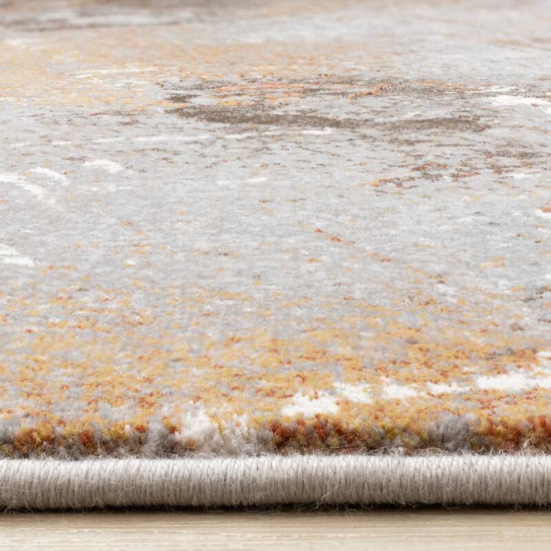 Amelia Collection - Dense Abstract Art Grey Cream Brown Area Rug