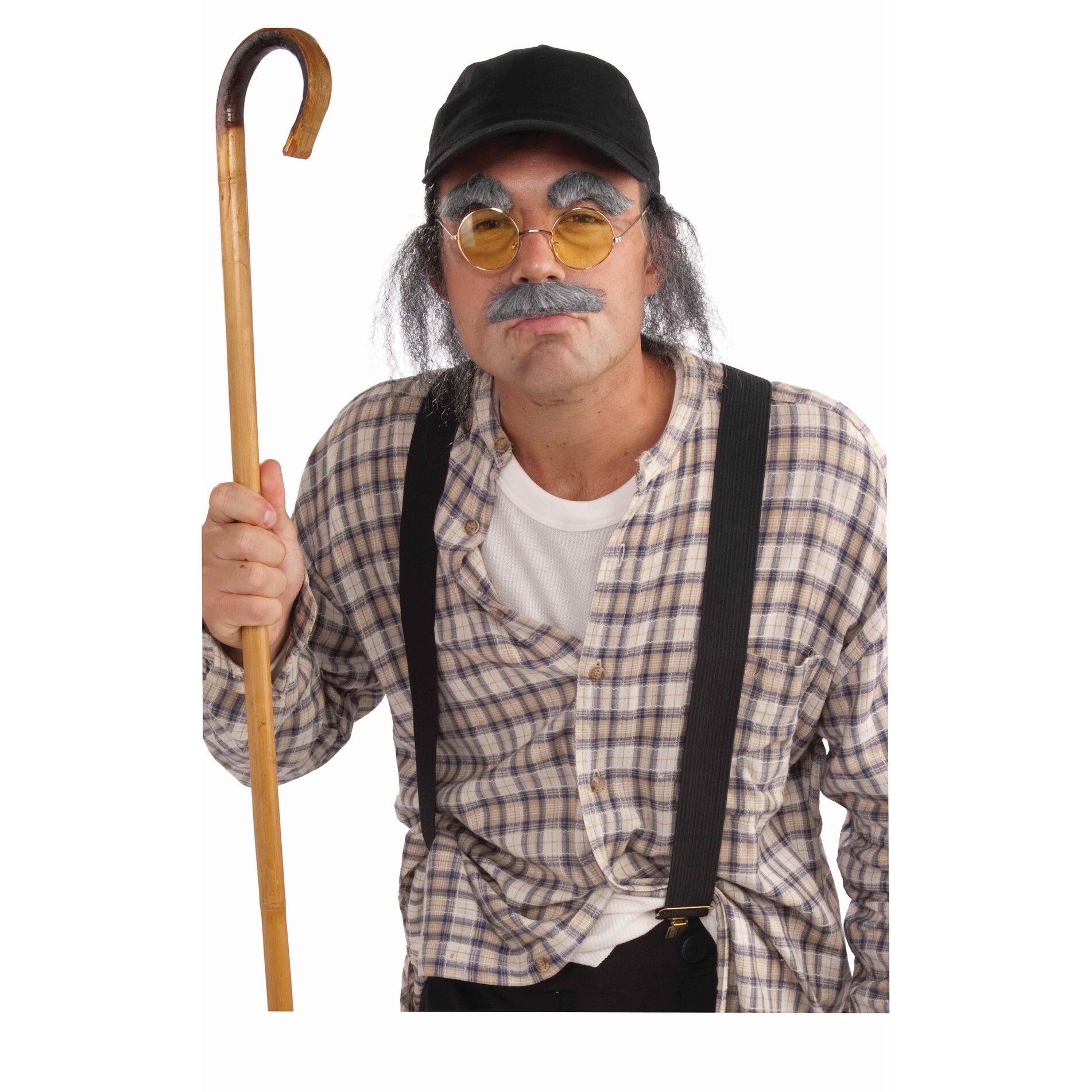 Beelittle Old Man Costume Grandpa Accessories Men Beret Hat Glasses Moustache Eyebrows Set