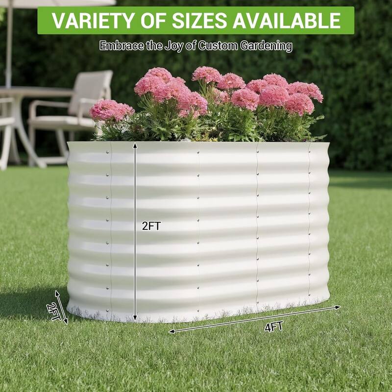 4x 2 x 2 ft Galvanized Steel Raised Garden Bed Beige - 4x 2 x 2