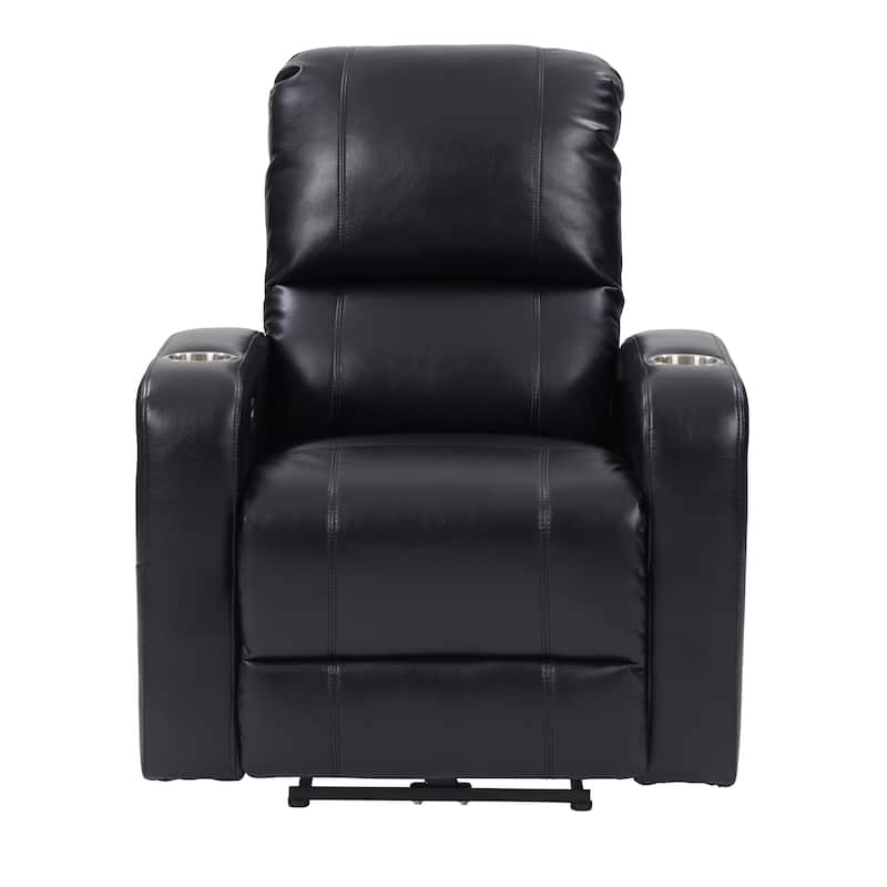 Ophelia PU Theater Power Recliner - Black