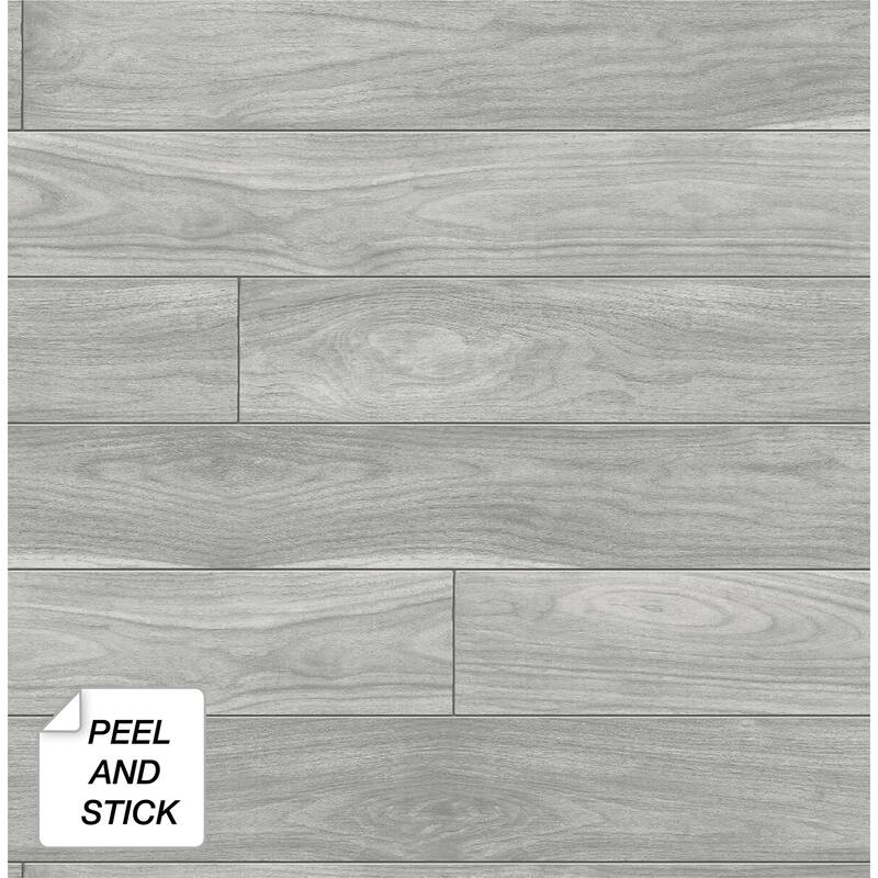 NextWall Teak Plank Peel and Stick Unpasted Wallpaper - 20.5 in. W x 18 ft. L - Grey