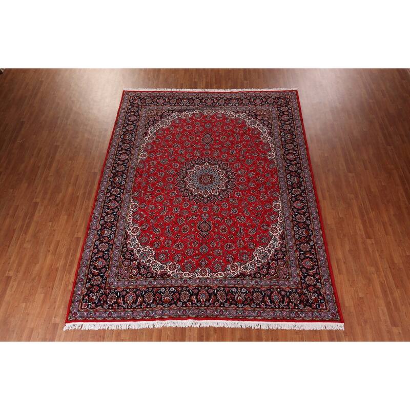 Red Kashan Turkish Area Rug Machine Made Bedroom Carpet - 9'9" x 12'0"