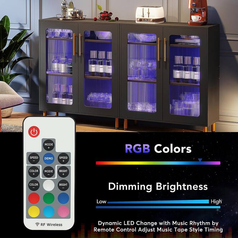 Buffet Cabinet with Storage, Modern Accent Cabinet with Acrylic Doors and LED Light - N/A
