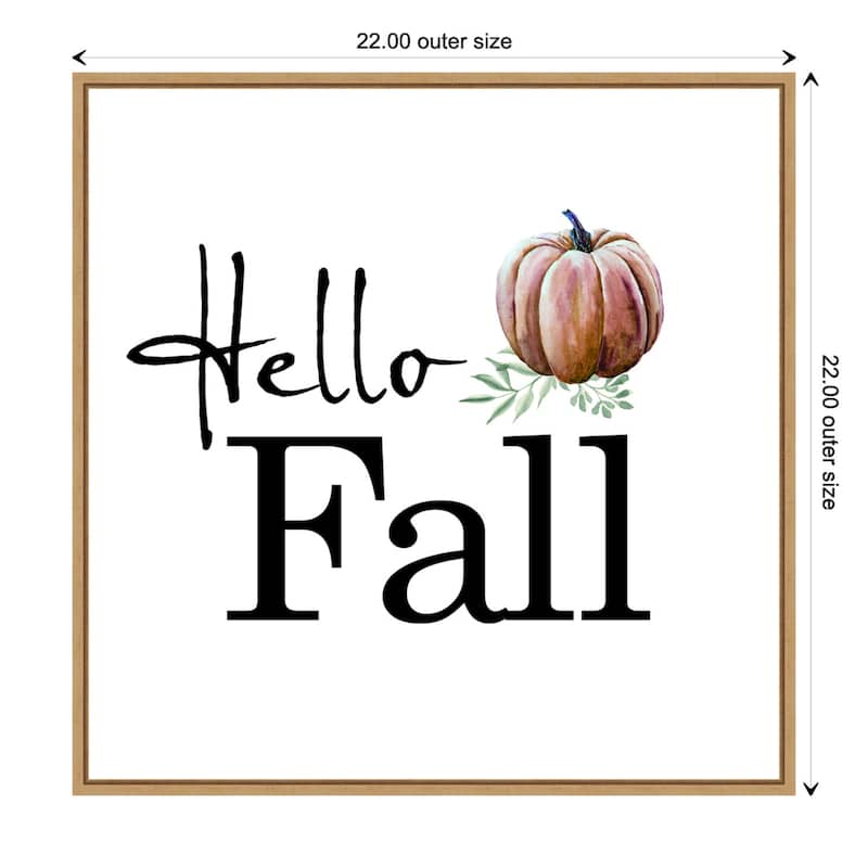 Amanti Art Hello Fall Pumpkin Framed Canvas Wall Art