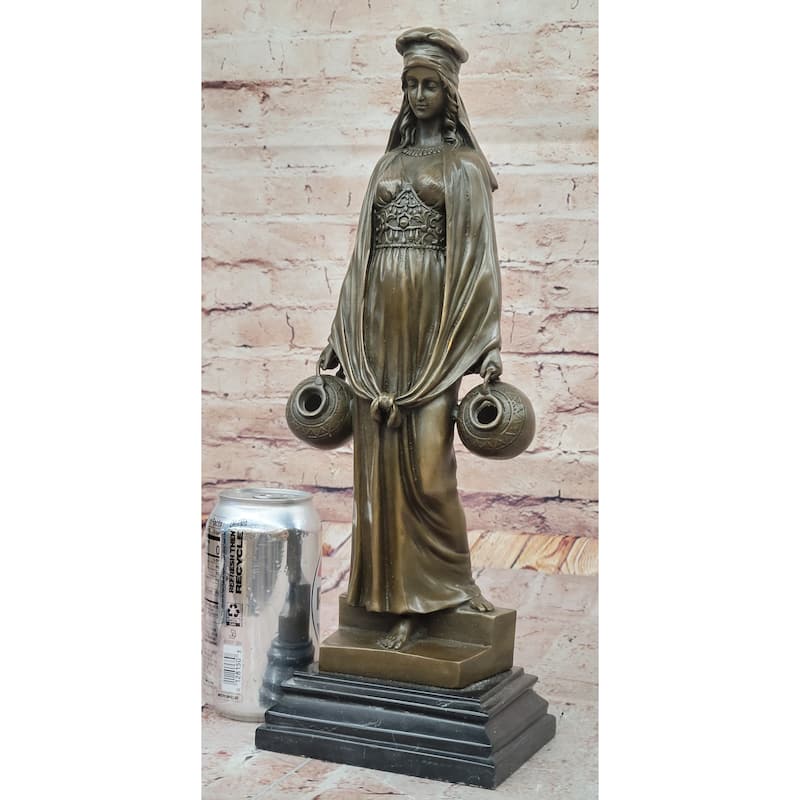 Aldo Vitaleh Water Carrier After Dominique Alonzo – Bronze Sculpture On Marble Base