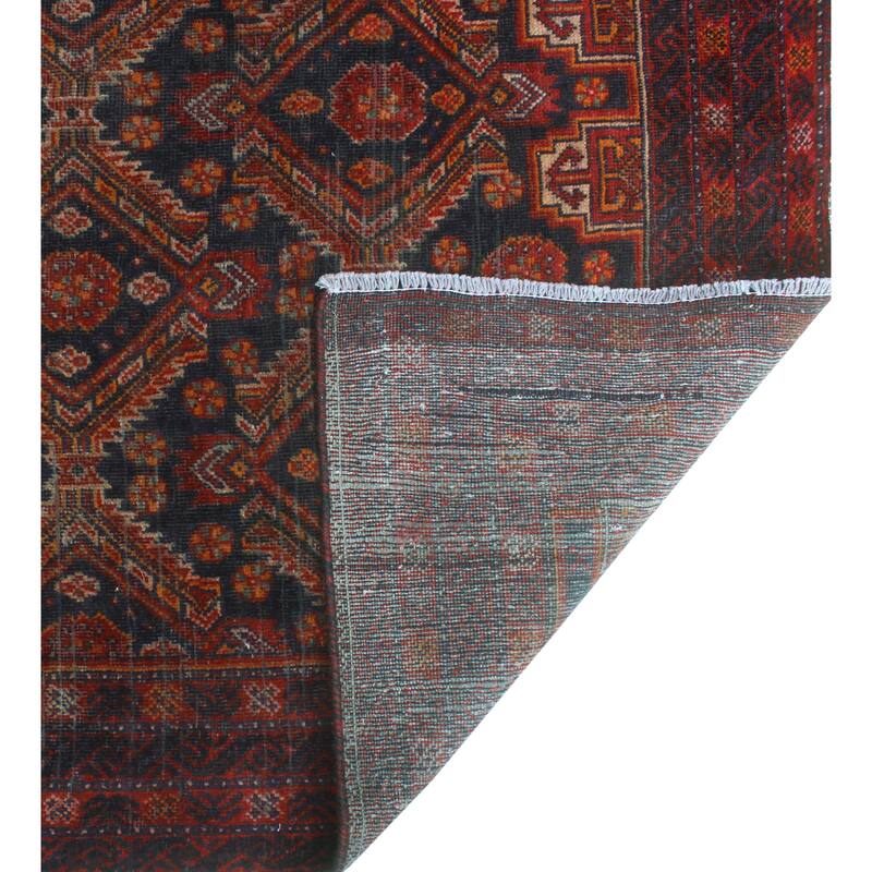 Vintage Distressed Sameh Navy/Red Runner - 3'0" x 6'6"