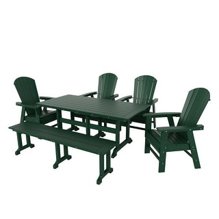 Altura 6-Piece Rectangular Poly Eco-Friendly All Weather Outdoor Dining Set with Bench