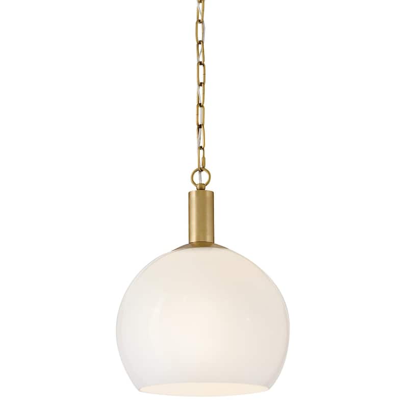 Lark 84287 Rivi 13" Wide Pendant with Cased Opal Glass - Lacquered Brass