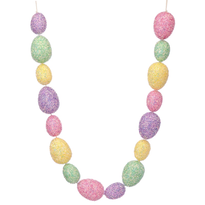 48" Iridescent Glitter Egg Garland