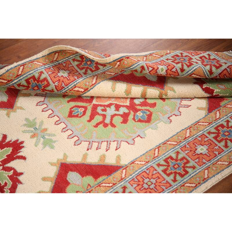 Geometric Kazak Oriental Accent Rug Handmade Wool Carpet - 3'4"x 5'0"