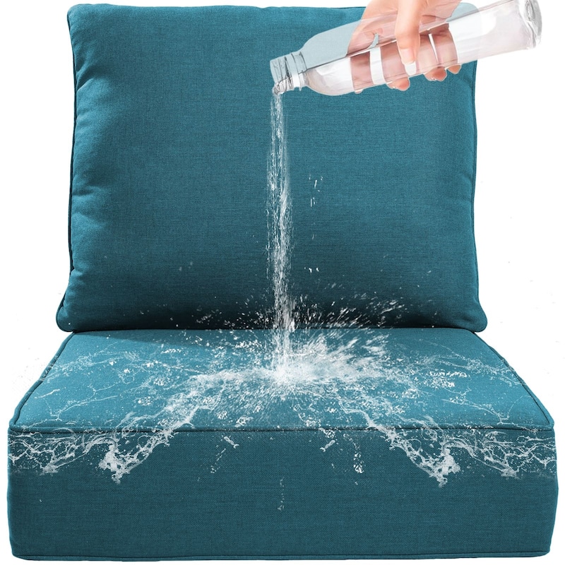 22" W x 24" D x 6" T Water & Fade Resistant Outdoor Lounge Chair Replacement Cushion Set