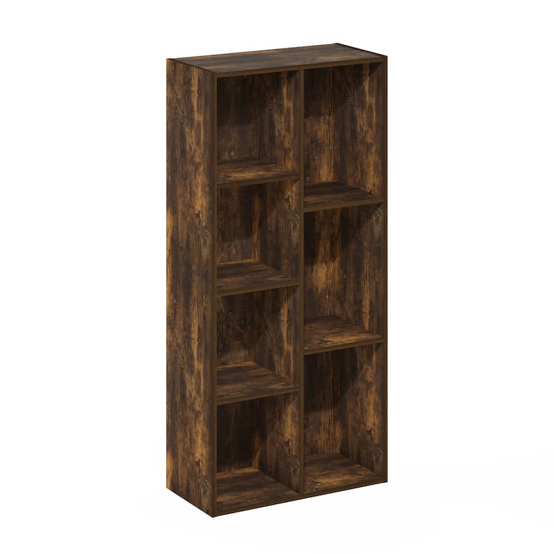Furinno Luder 7-Cube Reversible Open Shelf, Blackwood - Amber Pine
