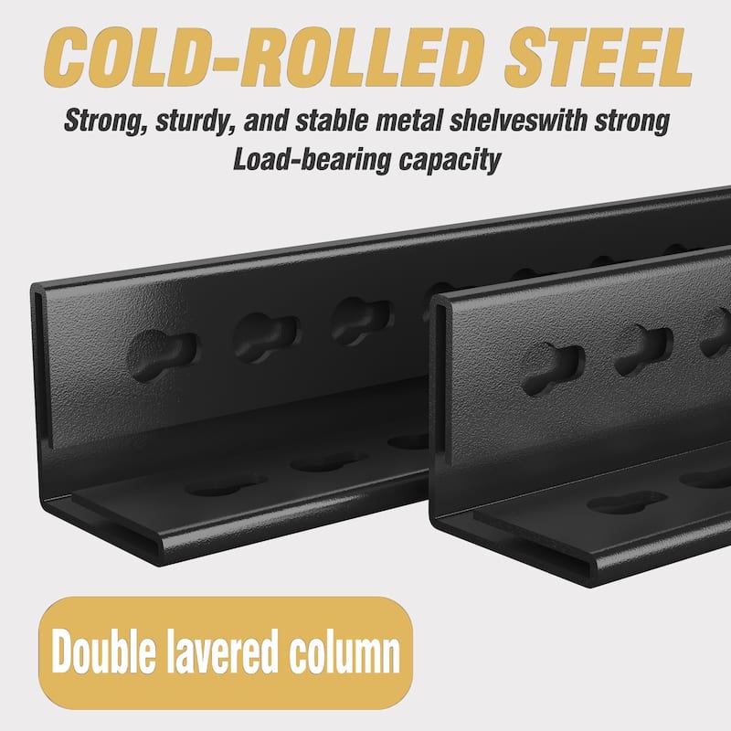 4-Tier Height-Adjustable Metal Storage Rack, Vertical Organizer, 63" H × 45.27" W × 17.7" D, Black, Assembly Required