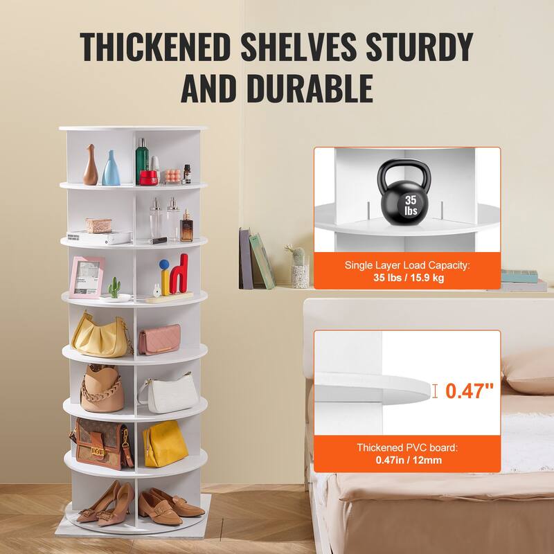 Rotating Shoe Rack Tower 360 Spinning Organizer for Closet or Entryway