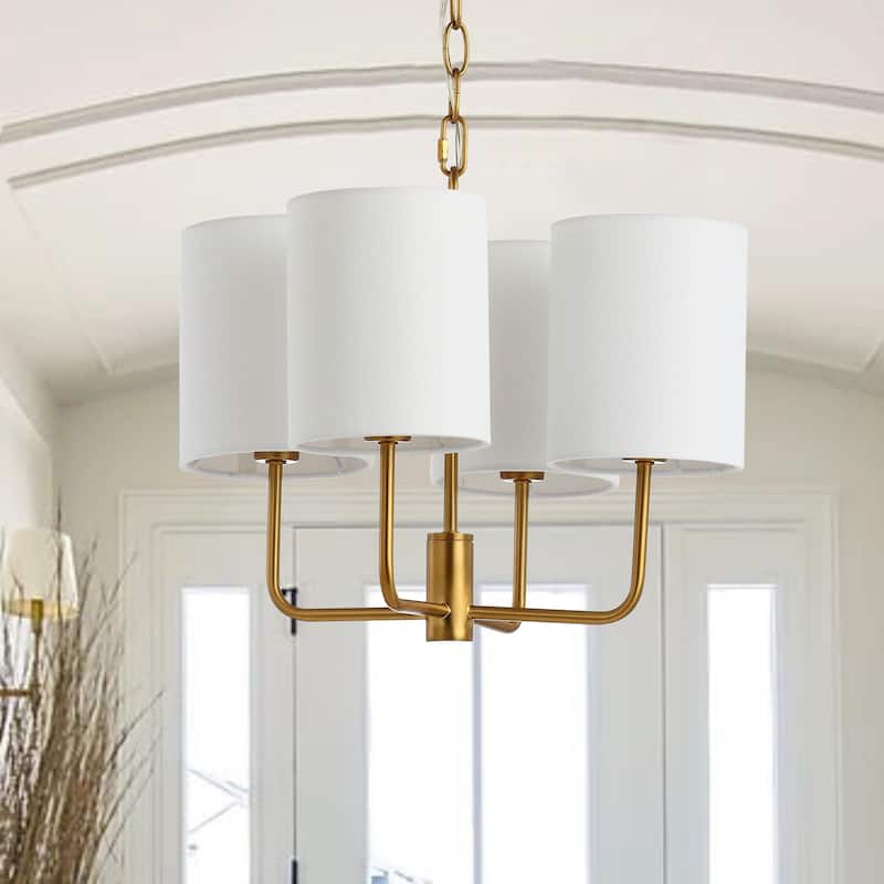 SAFAVIEH Lighting Rettie Adjustable 4-Light LED Brass Chandelier - 15.5" x 15.5" x 16.5-88.5" - Brass Gold