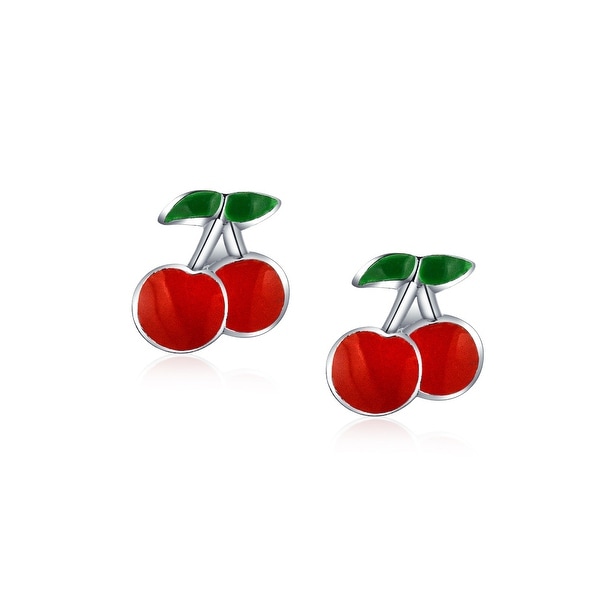 925 Sterling Silver Watermelon Apple Cherry Fruits Stud Earrings Gift Set 