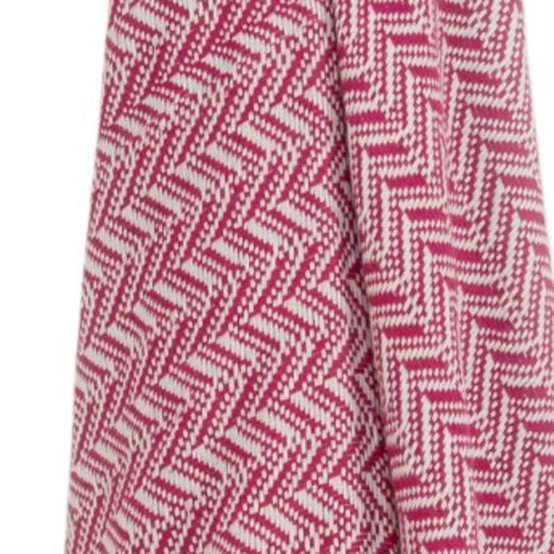 HomeRoots 50" X 60" Hot Pink Cotton Woven Chevron Throw Blanket with Fringe