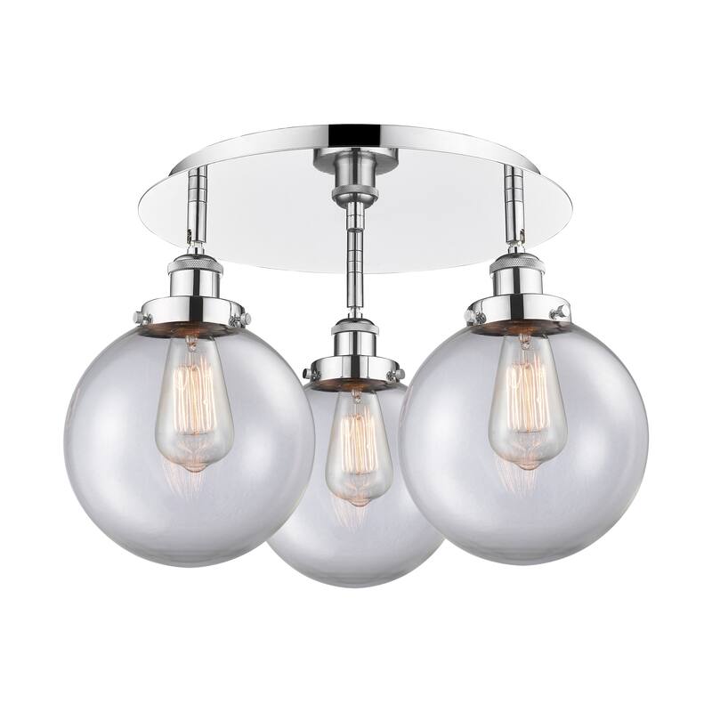 Innovations Lighting Canton - 3 Light 20" Flush Mount - Clear/Polished Chrome