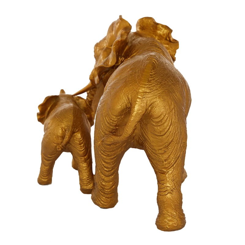 Gold Polystone Elephant Decorative Sculpture