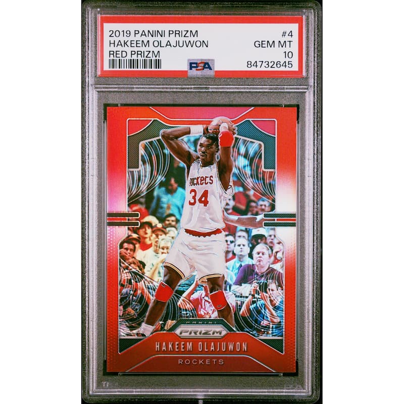Hakeem Olajuwon 2019 Panini Prizm Red Basketball Card #4 Graded PSA 10 6/299 - 8'6" x 11'6"