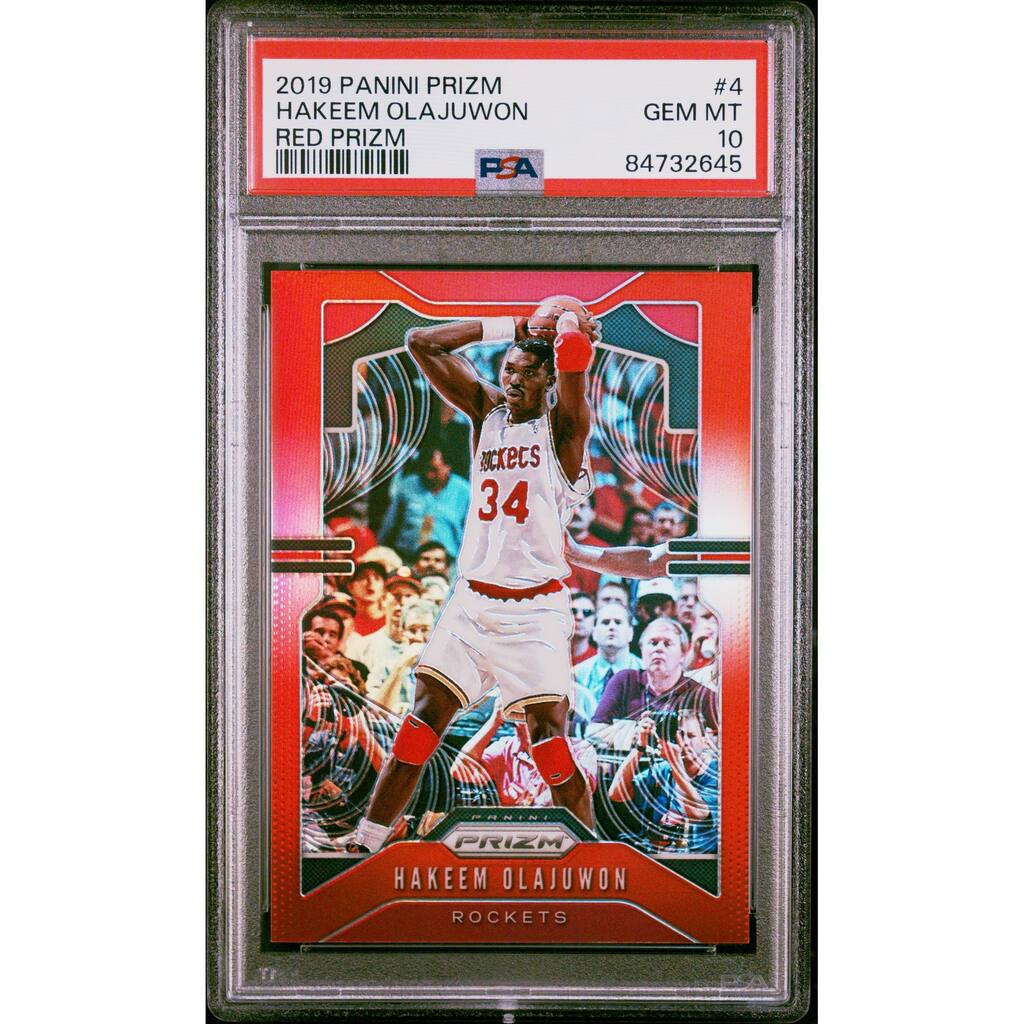 Hakeem Olajuwon 2019 Panini Prizm Red Basketball Card #4 Graded PSA 10 6/299 - 8'6" x 11'6"