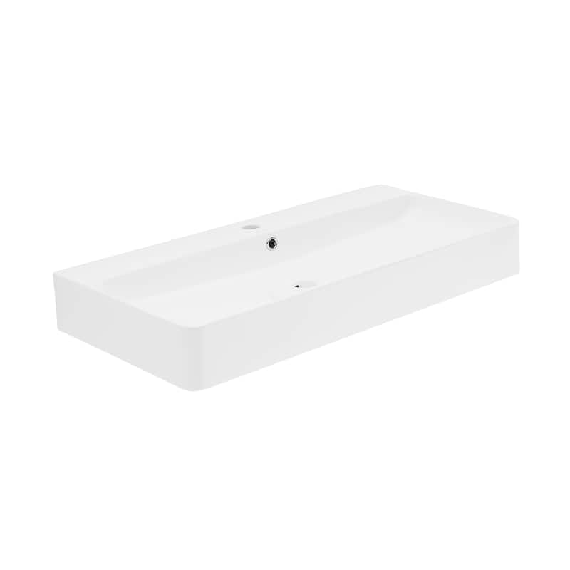 Charme 36" Rectangle Wall-Mount Bathroom Sink - 35.65" x 16.9" 5.25" - 35.65" x 16.9" 5.25" - White