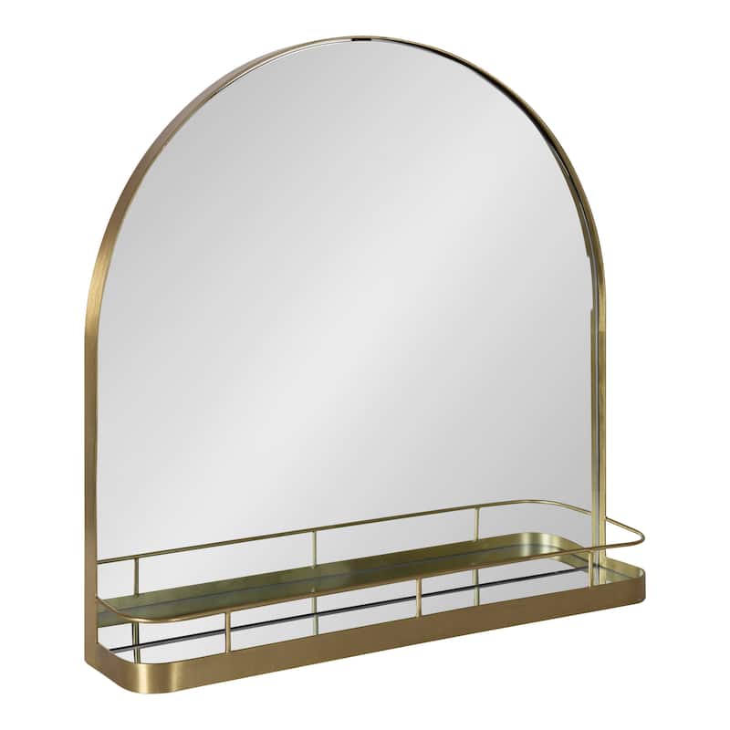 Kate and Laurel Peyson Framed Arch Mirror with Shelf - 26x26 - Gold
