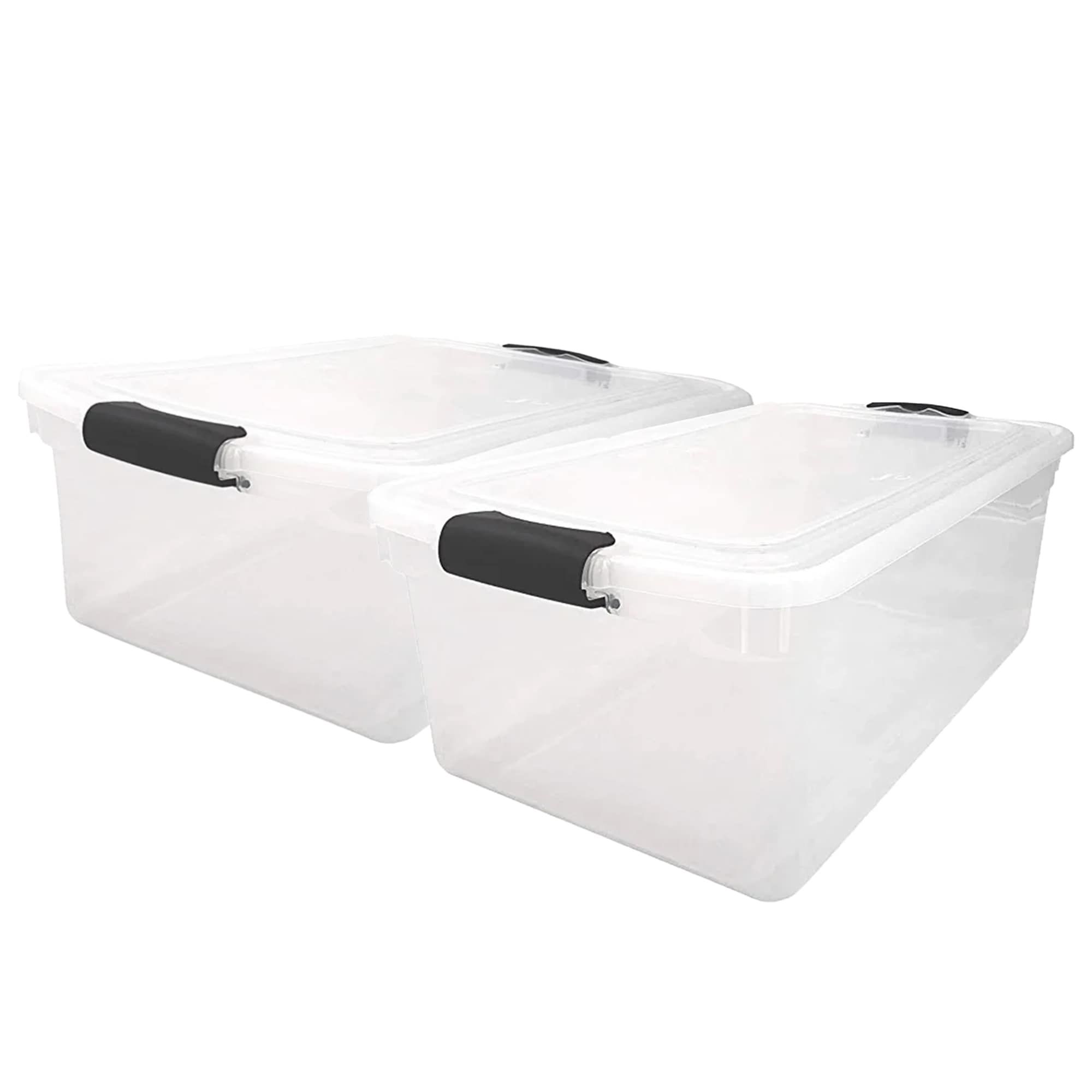 Homz 112-Qt Latching Clear Storage Boxes, Set of 2, Clear