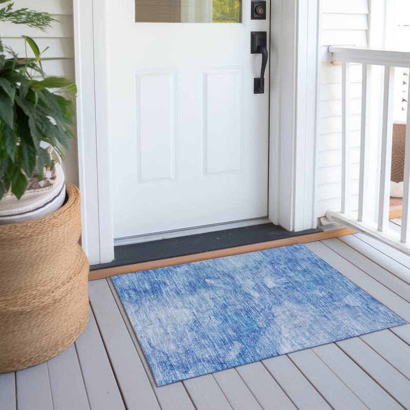 Machine Washable Indoor/ Outdoor Chantille Abstract Watercolor Rug