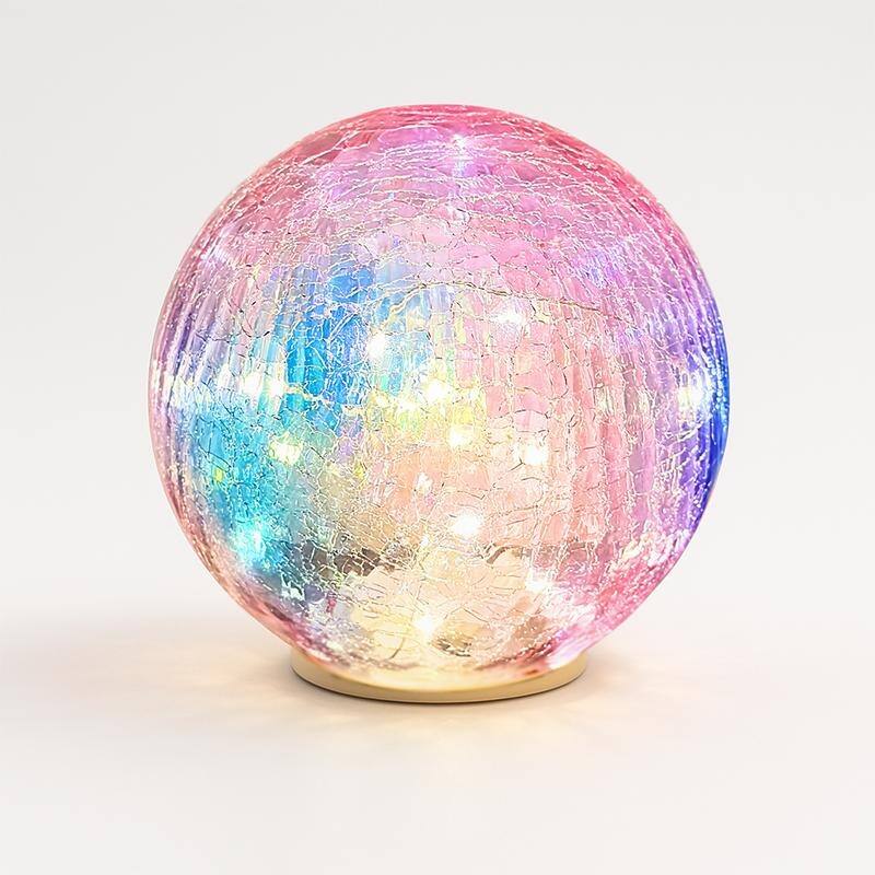 Crackle Glass LED Globe Light, Gold Mercury Orb Lamp for Christmas Decor, Table Centerpiece, Gift - GB1500PB