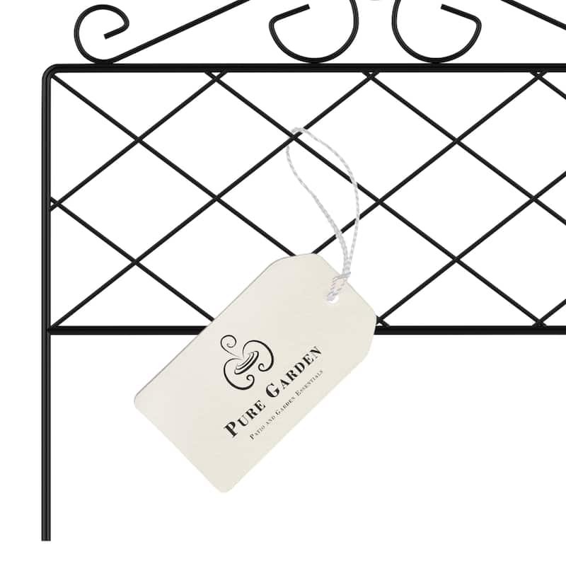 Metal Garden Fencing - Set of 5 Interlocking Panels for Flower Beds and Landscaping by Pure Garden (Black)