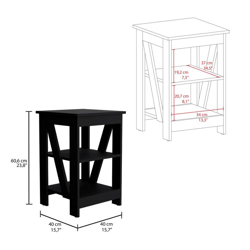 3-Tier Storage Shelf End Table with Space-Efficient Design for Small Spaces