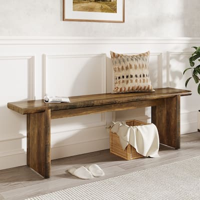 59-Inch Wooden Entryway Bench Shoe Bench Seat for Hallway - 11.8" D x 59" W x 18.1" H
