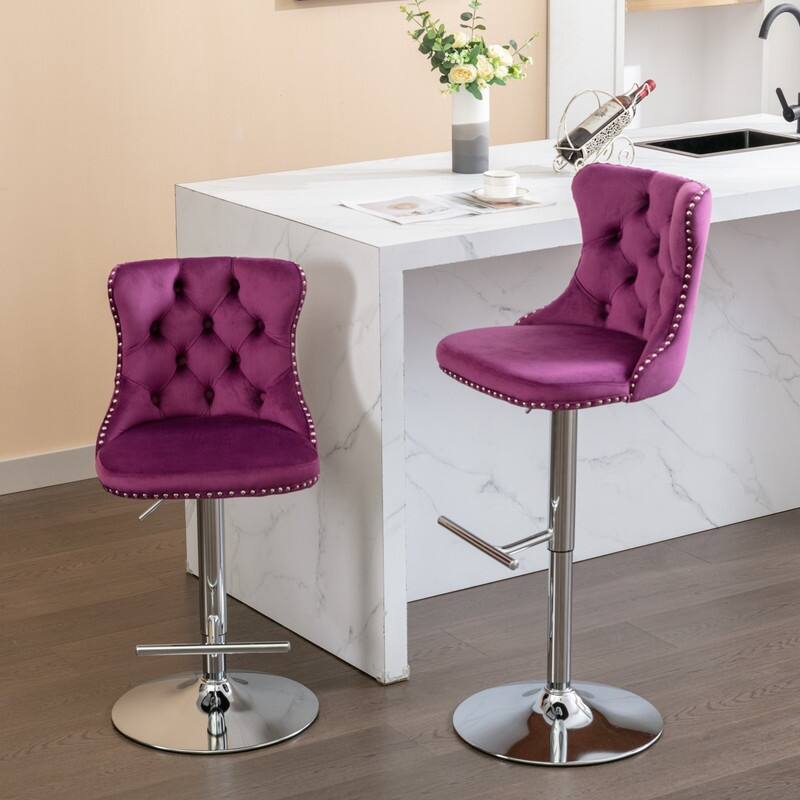 Swivel Foam Barstools Adjusatble Seat Set of 6
