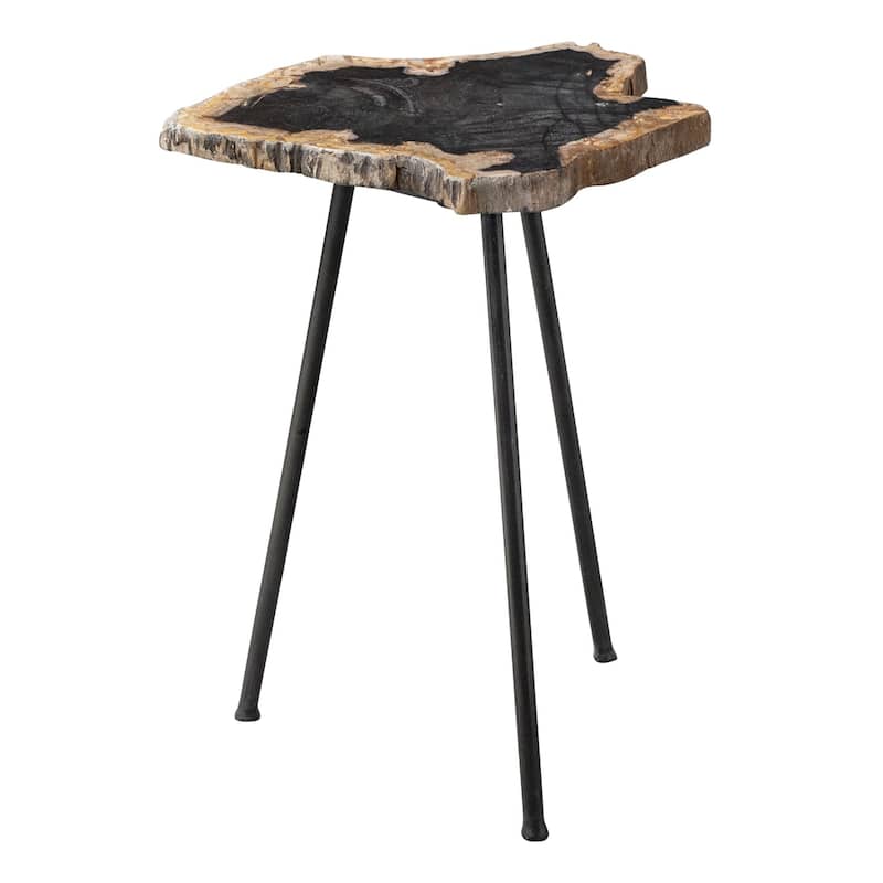20" Brown and Black Contemporary Accent Table